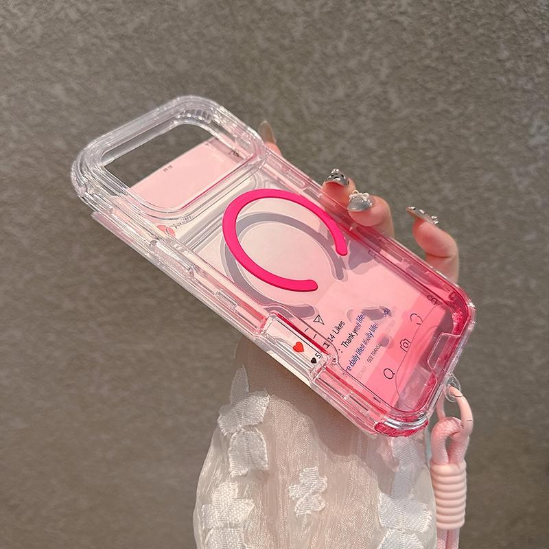 Gradient Color Case For iPhone 17 Air 16 15 14 13 12 11 Pro Max 16 Plus Straps Shockproof Lanyard Magnetic Charge Clear Cover Adjustable Phone Strap