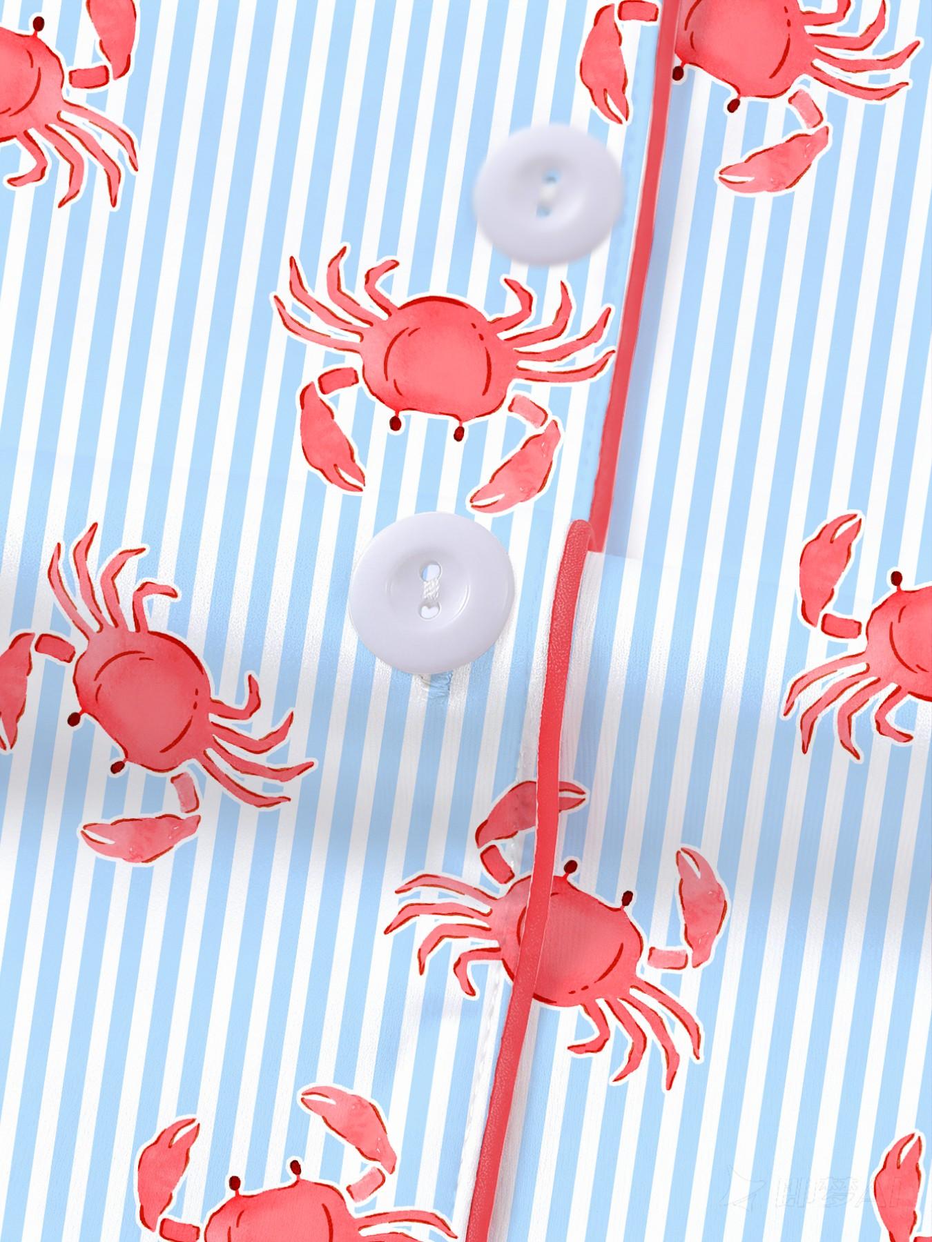 Women's 2-Piece Crab Print Pajama Set, Short-Sleeve Button-Up Top & Elastic Shorts, Casual All-Season Sleepwear, Homewear and Loungewear Set for Home and Party Women's 2-Piece Crab Print Pajama Set, Short-Sleeve Button-Up Top & Elastic Shorts, Casual All-Season Sleepwear, Homewear and Loungewear Set for Home and Party