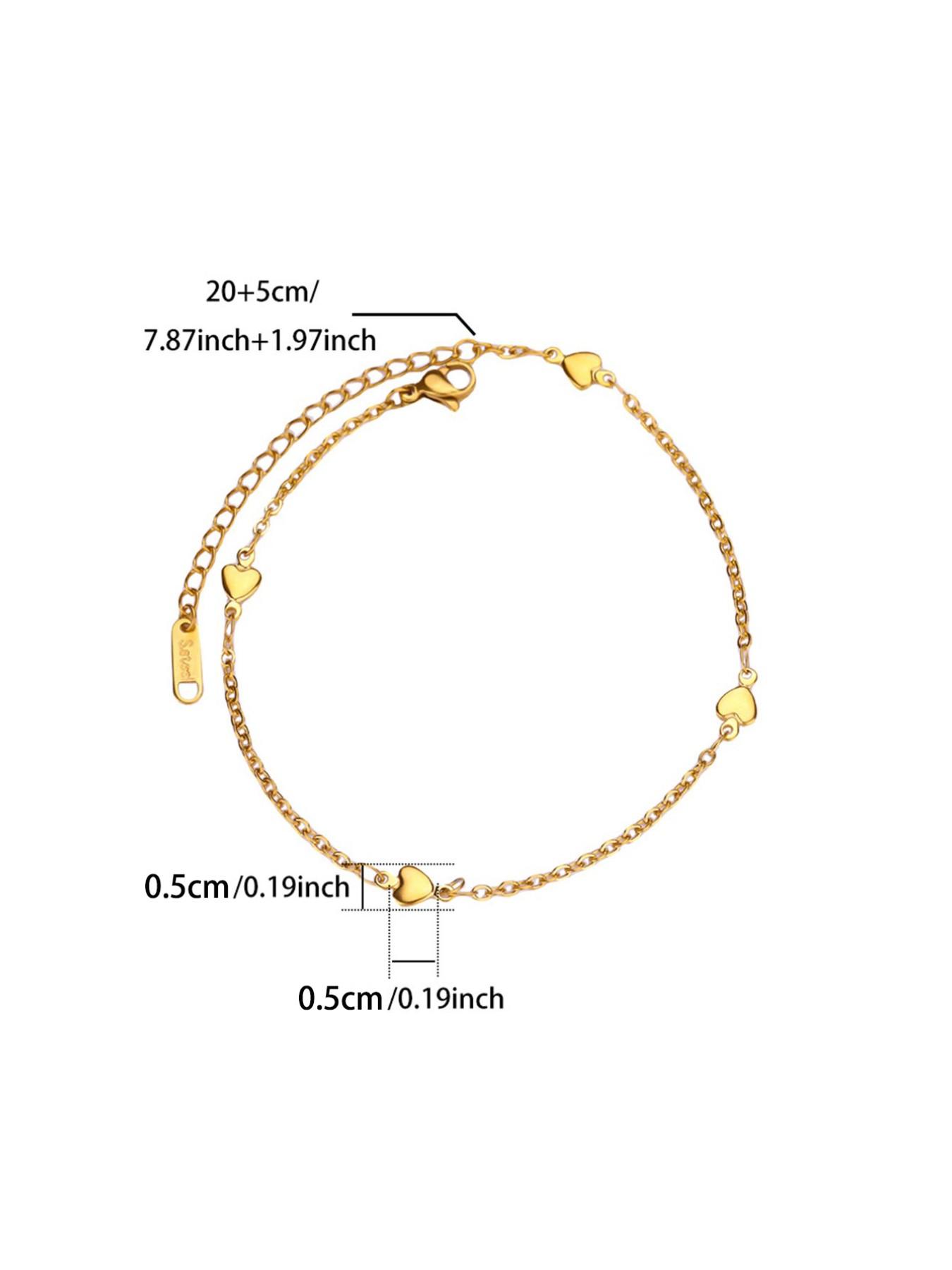 1 Pcs Stainless Steel Heart Anklets for Women Summer Beach Leg Chain Ankle Bracelet Femme Fashion Waterproof Jewelry,Perfect Gifts for Birthday,Party,Wedding,Anniversary,Mother's Day,Vacation,Daily