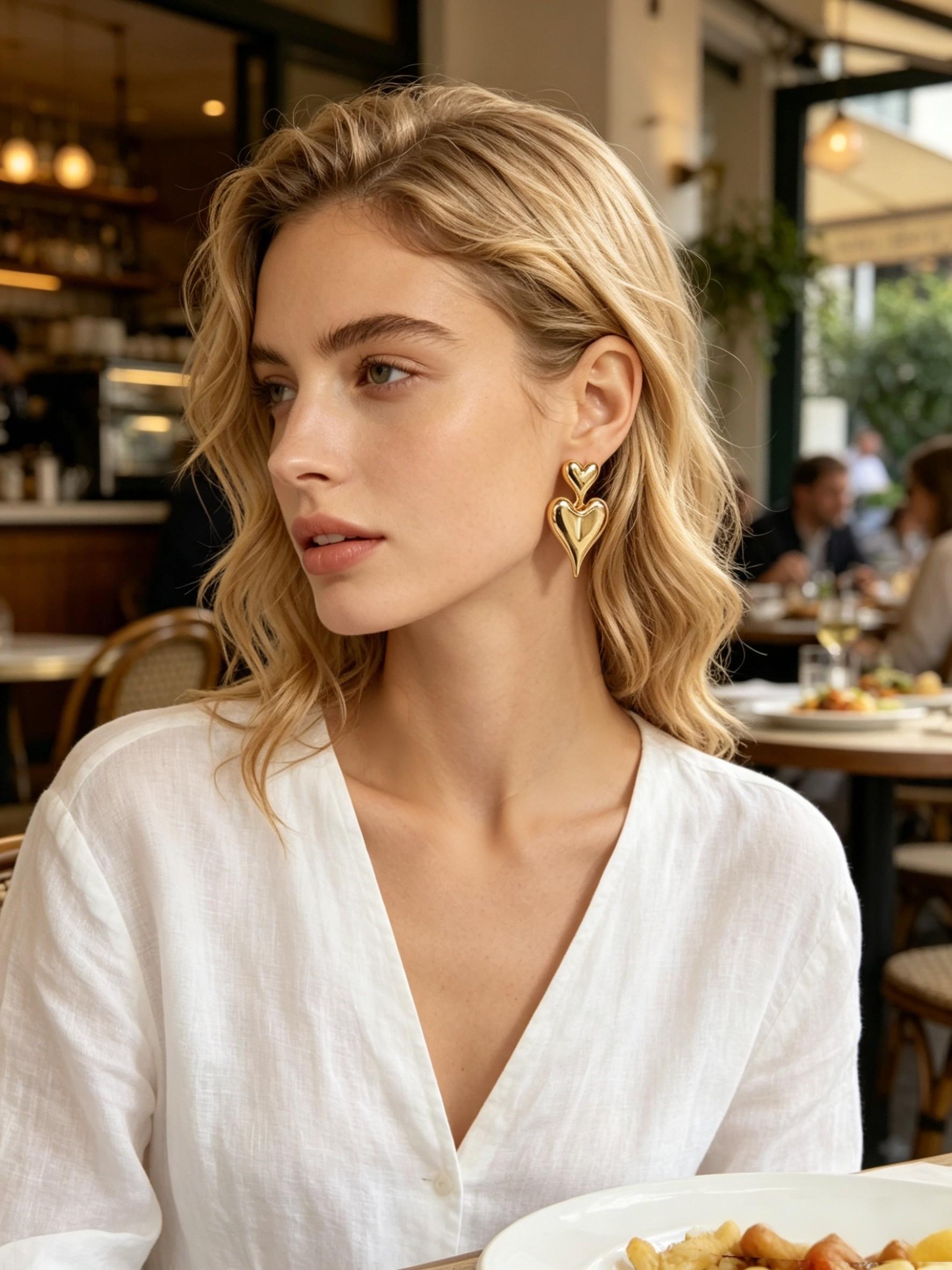 2 Pairs Luxury Gold Earrings Set • Sweet Cool Vintage Floral & Smooth Double Heart • Spring & Party Premium Jewelry • Versatile Lightweight Trendy Earrings • Gift for Girlfriend Bestie & Mother's Day