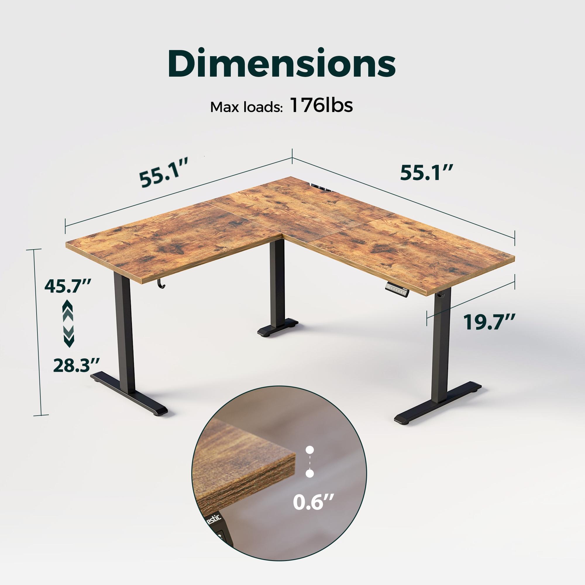 Agilestic 62.9 Inch L Shaped Standing Desk, Electric Height Adjustable Home Office Desk, Large Ergonomic Computer Desk with 3 Memory Buttons, Cable Management, Corner Desk for Home & Office Workstations