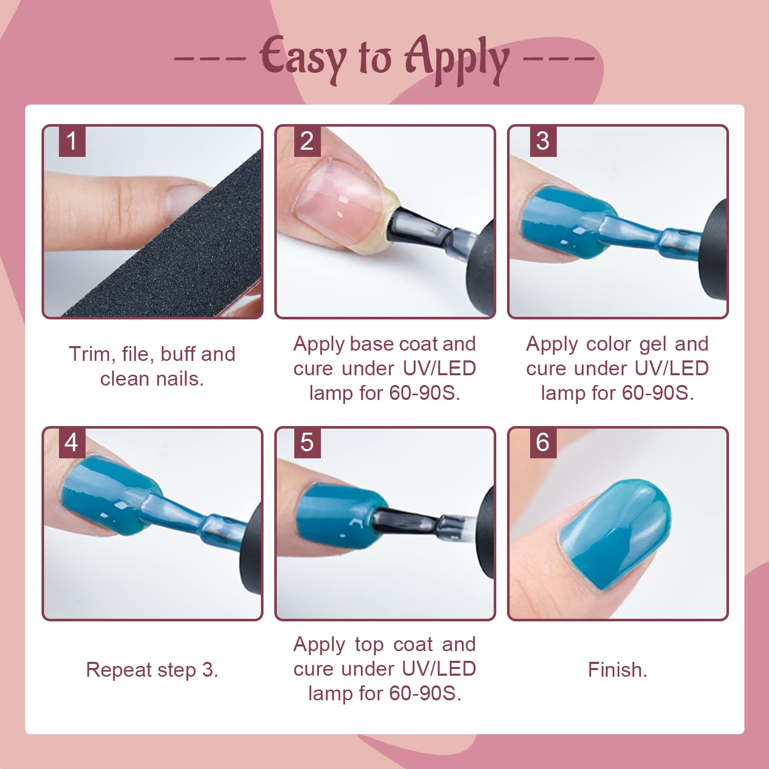 JODSONE Gel Nail Polish Kit 60 PCS with U V Light Base Top Coat 55 Shine Colors Bright and Dark Series Manicure Set