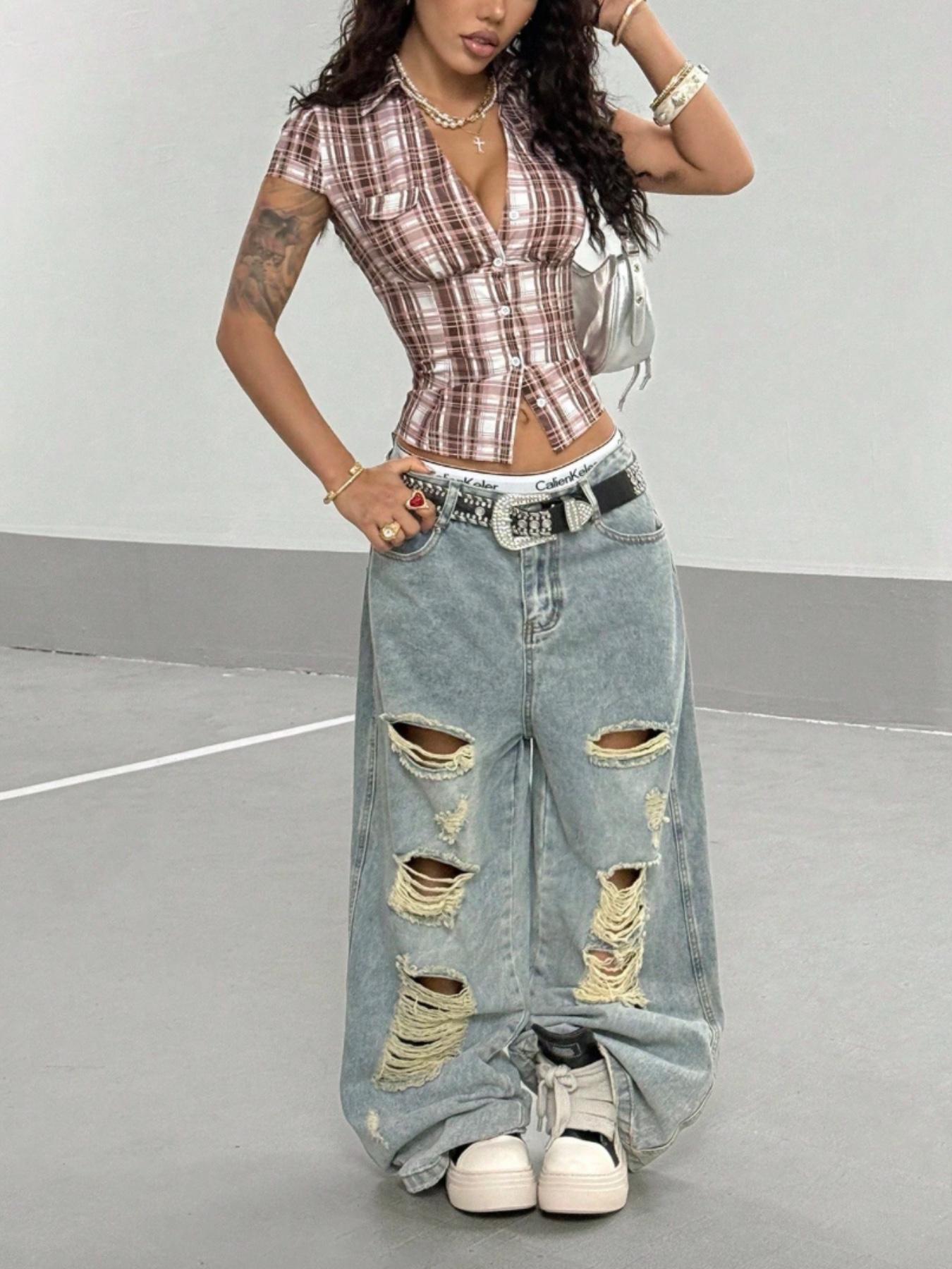 Women's Casual Button Front Plaid Print Short Sleeve Slim Fit Shirt, Stylish Ladies' Top for Everyday Wear, Comfortable and Trendy Design