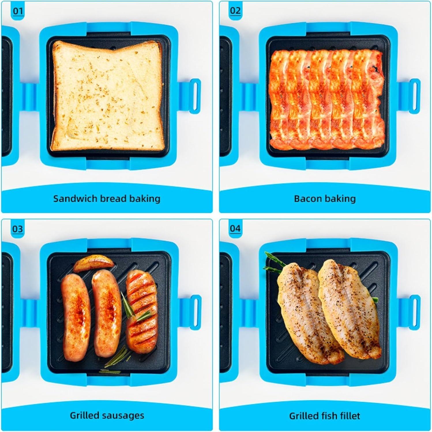 Microwave Bread Maker, Sandwich Maker, Panini Press, Multi-Function Small Toaster Oven, Easy Clean and Store, Perfect for Breakfast, Cheese Sandwiches, Snacks.Kitchen Appliance.