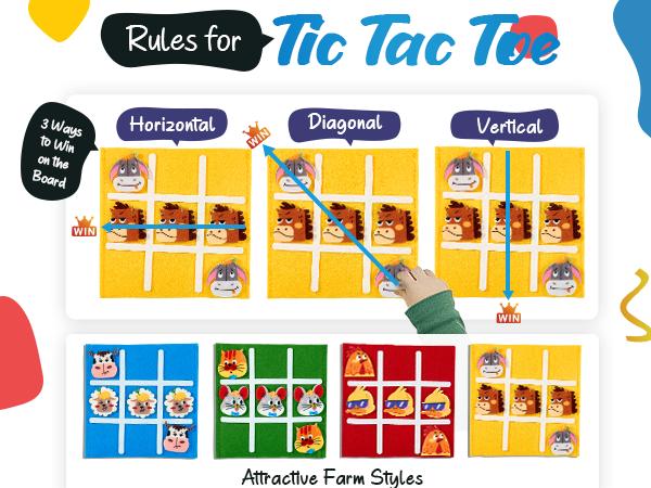 JoyCat Tic Tac Toe Strategic Board Game, Mini Board Game Toy, Fun Indoor Game Night Activity, Birthday Christmas Party Favors, Goody Bag, Gifts for Students