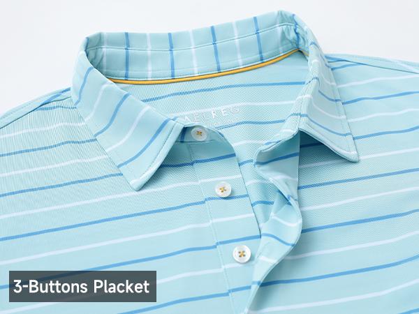 M MAELREG Golf Shirts for Men Short Sleeve Dry Fit Striped Performance Lightweight Moisture Wicking Collared Casual Golf Polo