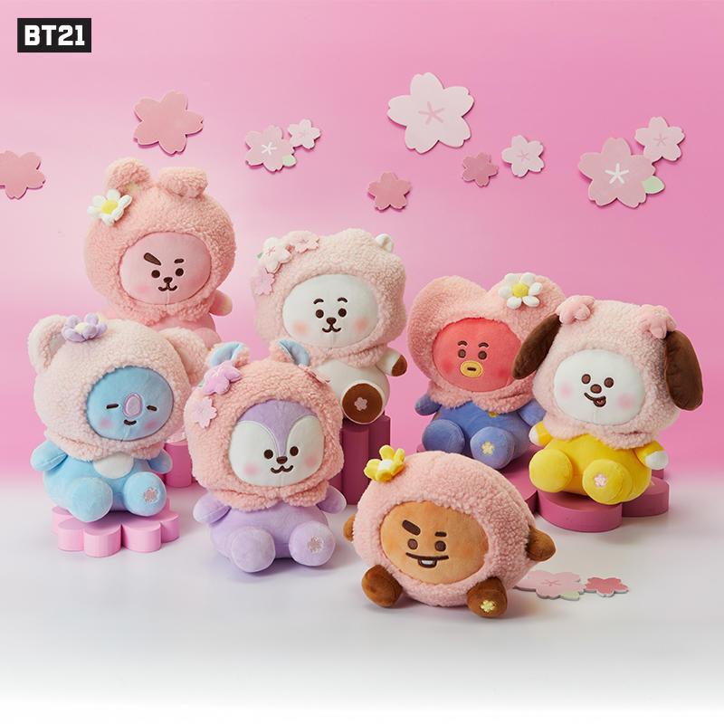 Anime Cartoon Bt21 Sakura Series Plush Toy Dolls Cooky Shooky Chimmy Backpack Keychain Accessories Home Decor Ornaments Gift