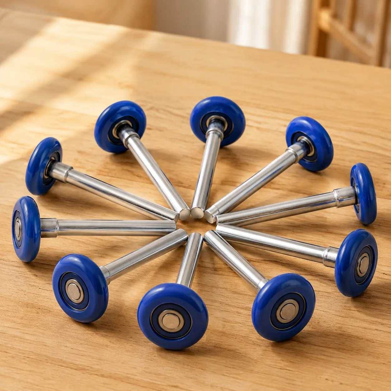 Blue 2" Nylon Garage Door Roller, 10 Pack, 4" Stem, 6200-2RS Bearing