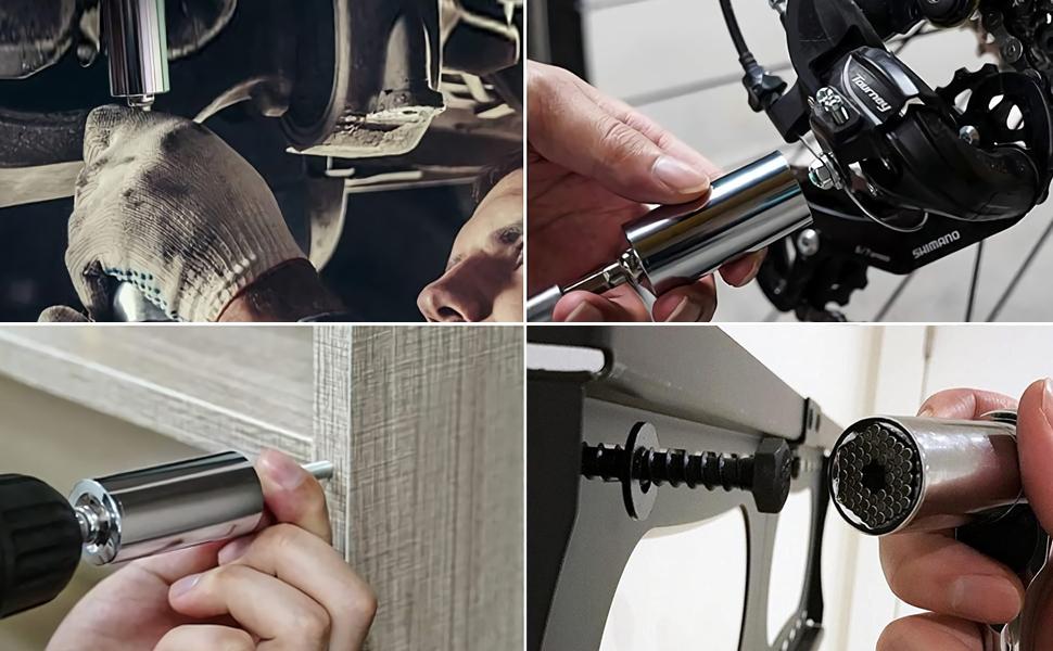 Universal Adapter Socket, 2 Packs Professional Socket Grip Adapter 1/4 to 3/4 inch (7-19mm) Ratchet Wrench Power Drill Adapter Tools Gifts for Men Him Husband Dad Father DIY Handyman