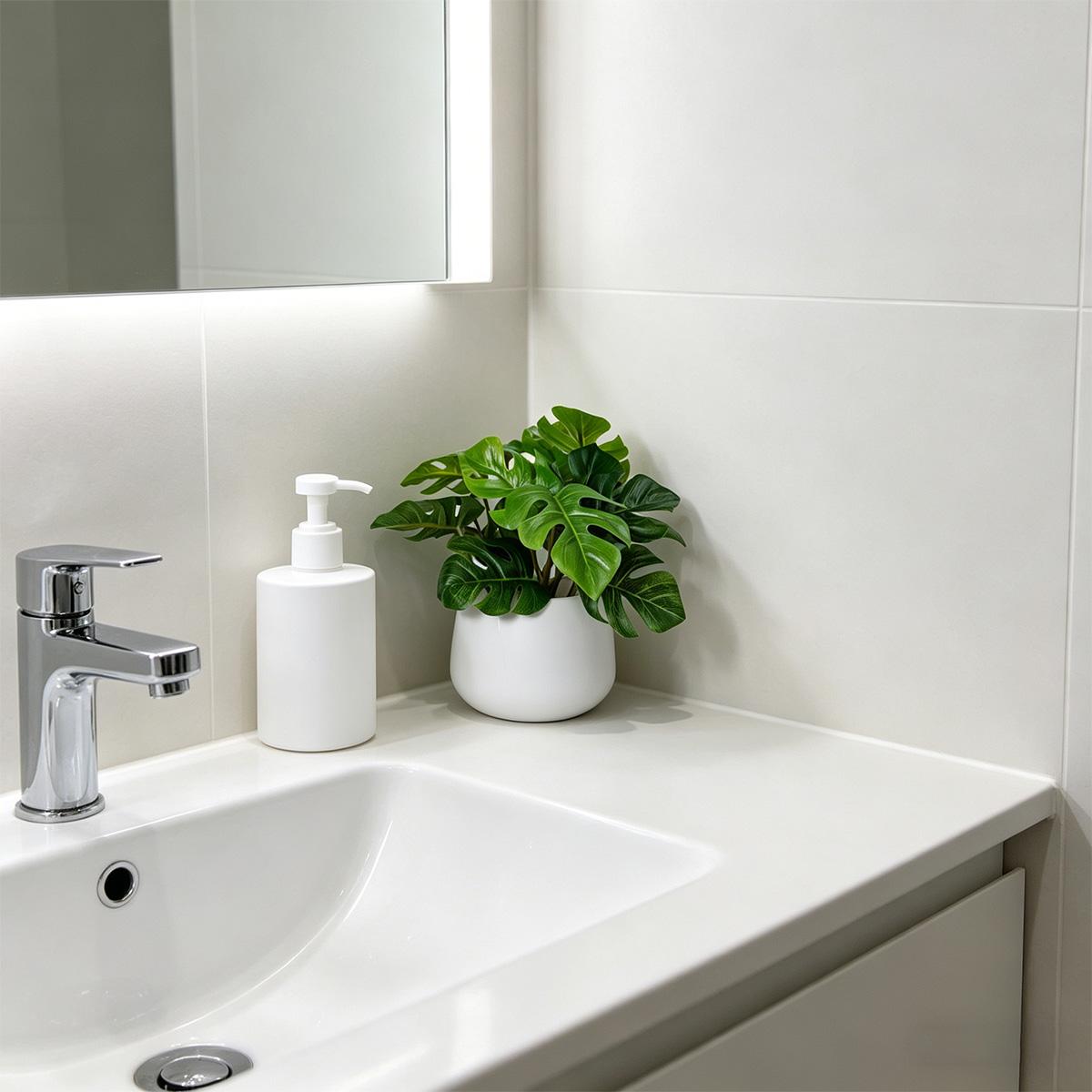 1pc Artificial Monstera Plant in A White Pot, 6-inch Potted Artificial Green Plant, Perfect for Decorating Dining Tables, Home Interiors, and Office Bookshelves. Maintenance-free—no Watering Required.