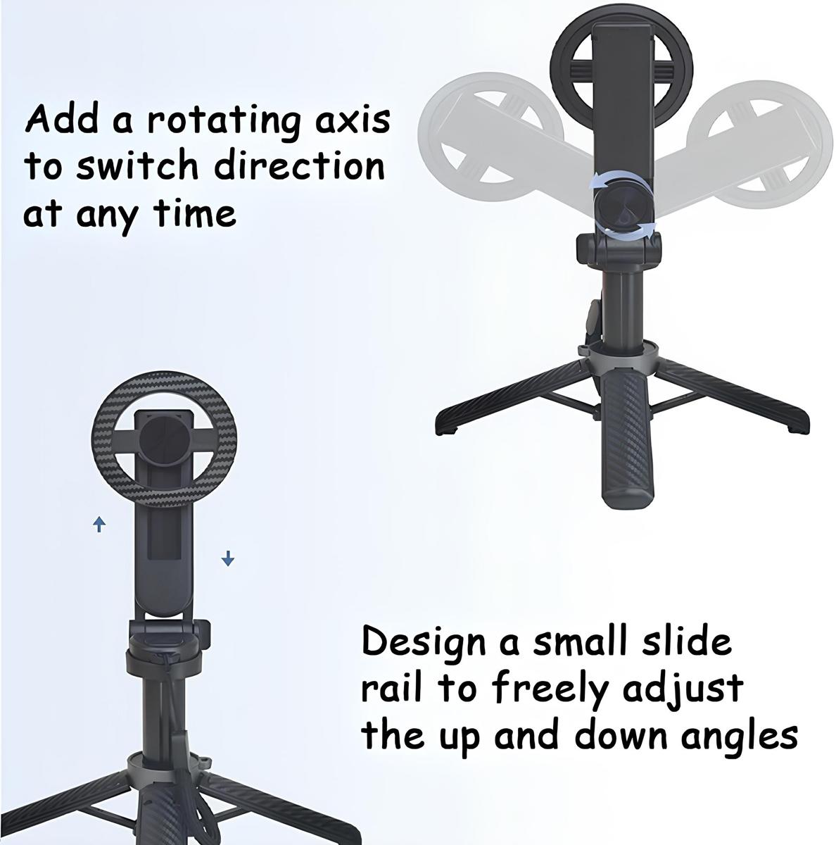 4-in-1 Multifunctional Magnetic Selfie Stick 360° Rotation Bluetooth Control Phone Holder for Vlogging Travel Gadgets Cellphone Camera Accessories Cordless Tripod Stabilizer