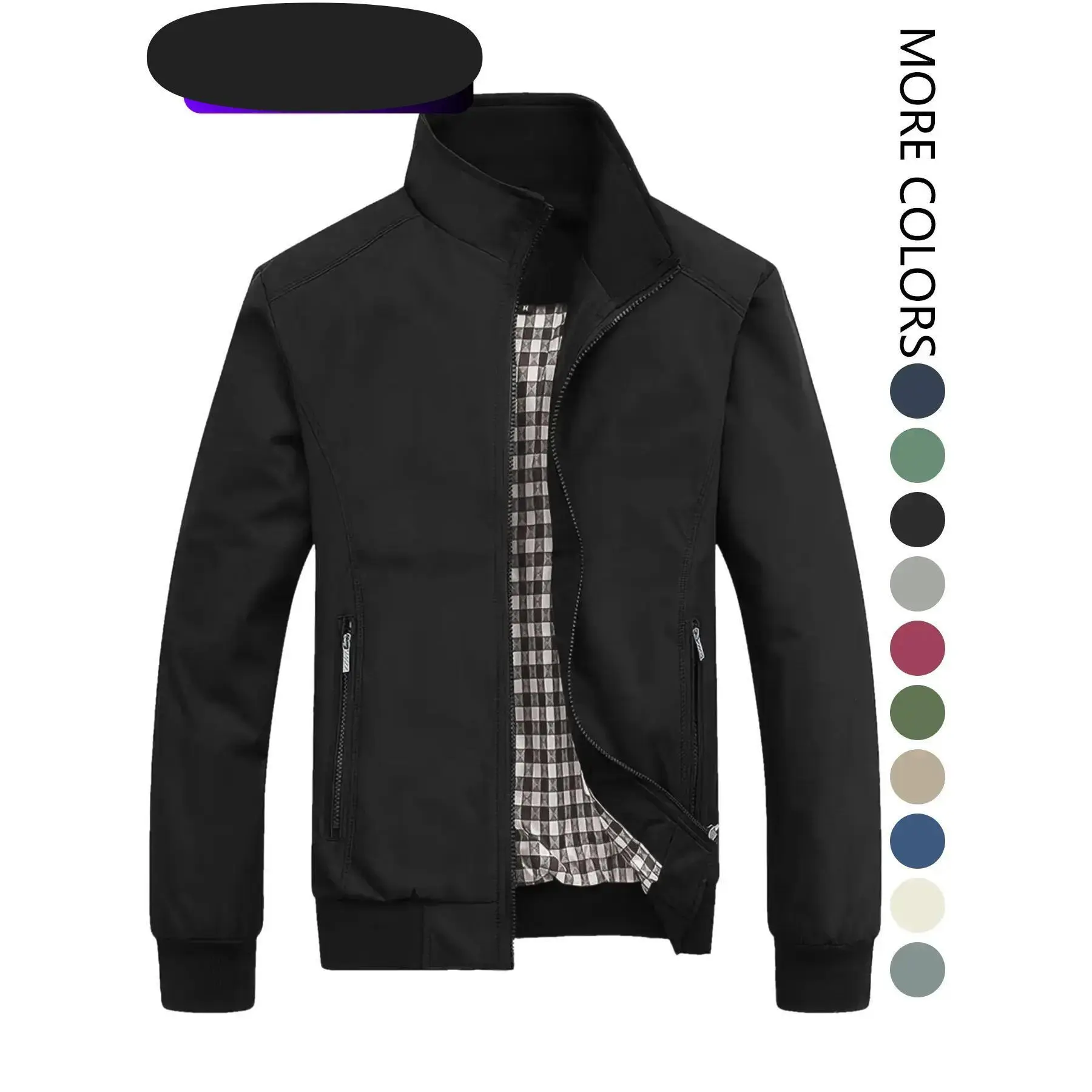 Men's Minimalist Fitted Polyester Jacket - Lightweight Casual Outerwear for Travel, Easy-to-Store Foldable Spring Coats, Sports
