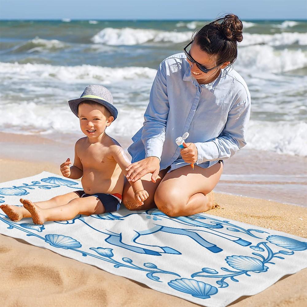 Cute Sweet Rococo Style Beach Towel, Absorbent & Quick Dry, Breathable & Comfortable, Durable & Wear Resistant, Suitable for Women & Men, Perfect for Swimming Camping Surfing, Ideal Gift for Girls