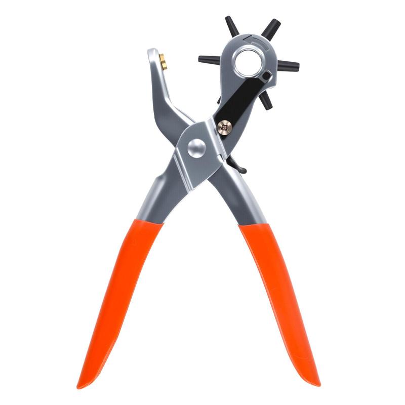 Heavy-Duty Manual Leather Hole Punch Tool - with 6 Hole Sizes , Non-Slip Grip - for Belts, Watchbands, Shoes, Leather Crafting - Professional & Home Use - No Electricity Needed - Red Punch Pliers, Shoe Repair, Compact Design, Sturdy Build, DIY Hobbyists
