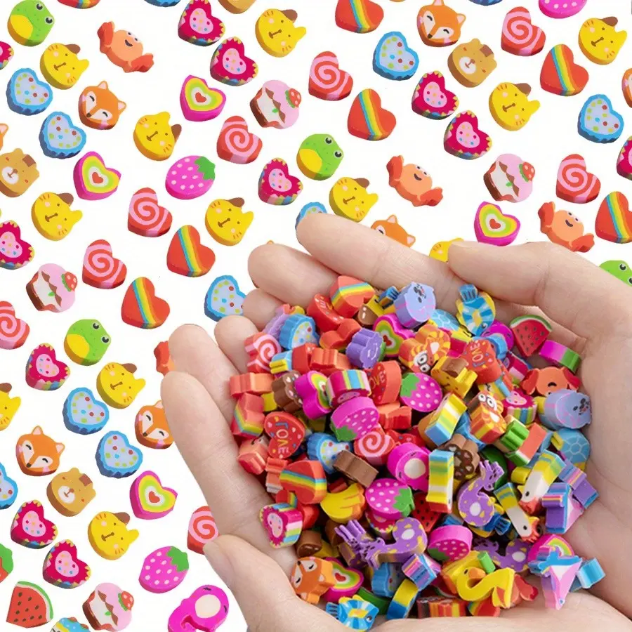 50-200pcs Mini Cartoon Rubber Eraser Student Easy to Wipe Cute Small Eraser Styles Random Ship Award Eraser Gifts DDJ