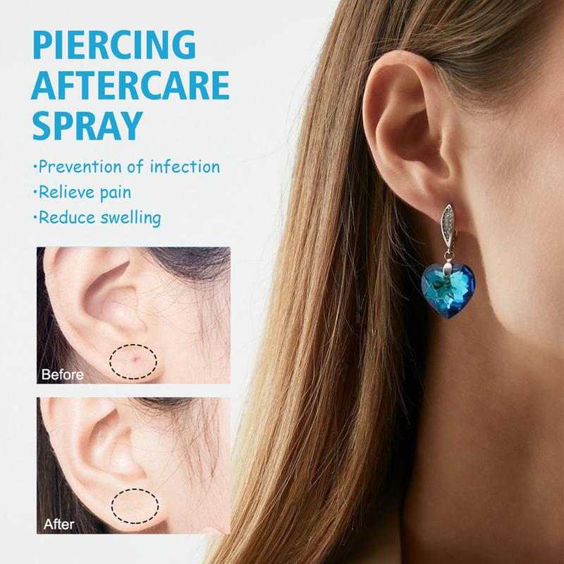Piercing Aftercare Spray，Suitable for Ear, Lip, Tongue, Nose, Navel and Other Empty Positions, Mild and Non Irritating, Suitable for Post Perforating Care, Ear Hole Cleaning, Easy To Use