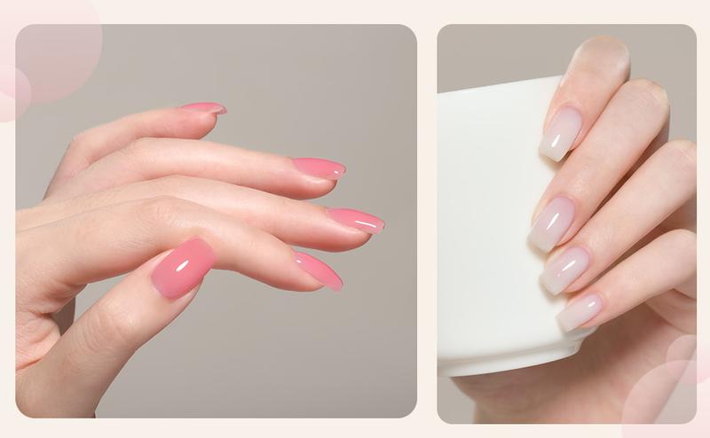 GAOY Rubber Base UV Gel Set, Jelly Builder Base Nail Gel Nude Sheer White Pink Christmas Gift Idea, 2-in-1 Soak Off Base Gel Nail Strengthener