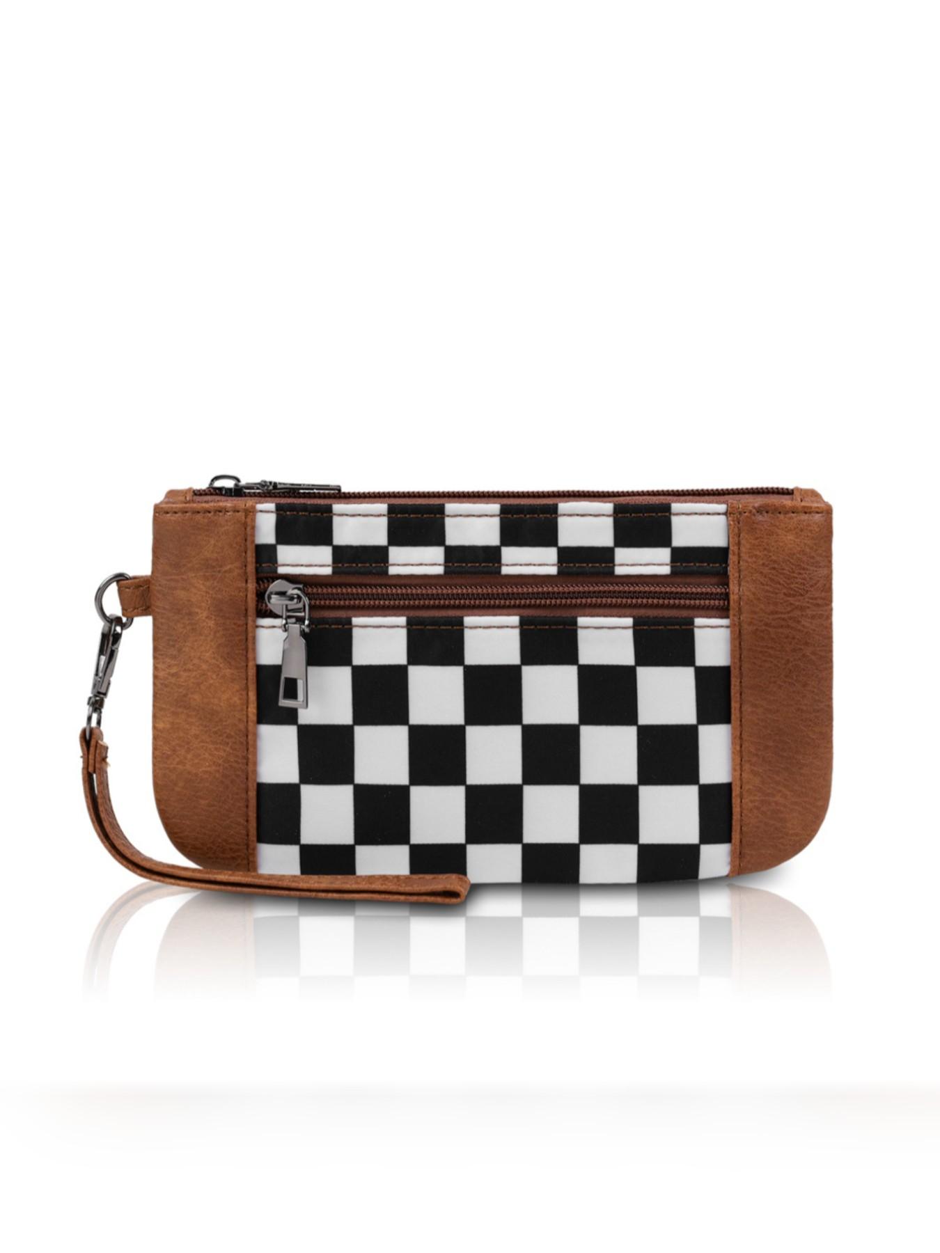 Women's Handbag Checkerboard Pattern, Large Capacity Evening Dinner Bag, Multi-Layer Zipper Wallet, Casual All-Season Accessory, Fashionable Versatile Purse