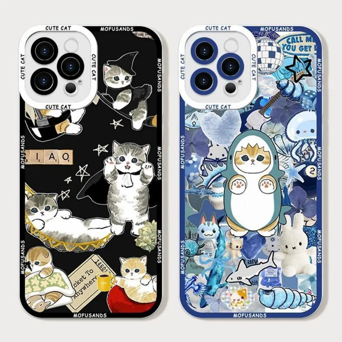 Cute Cartoon M-Mofusand Shark Cat Phone Case For iPhone 17 Promax 17Air 16 Plus 15 14 13 12 11 Pro - Transparent soft TPU Shockproof Protective Cover Gift For Birthday Halloween Christmas