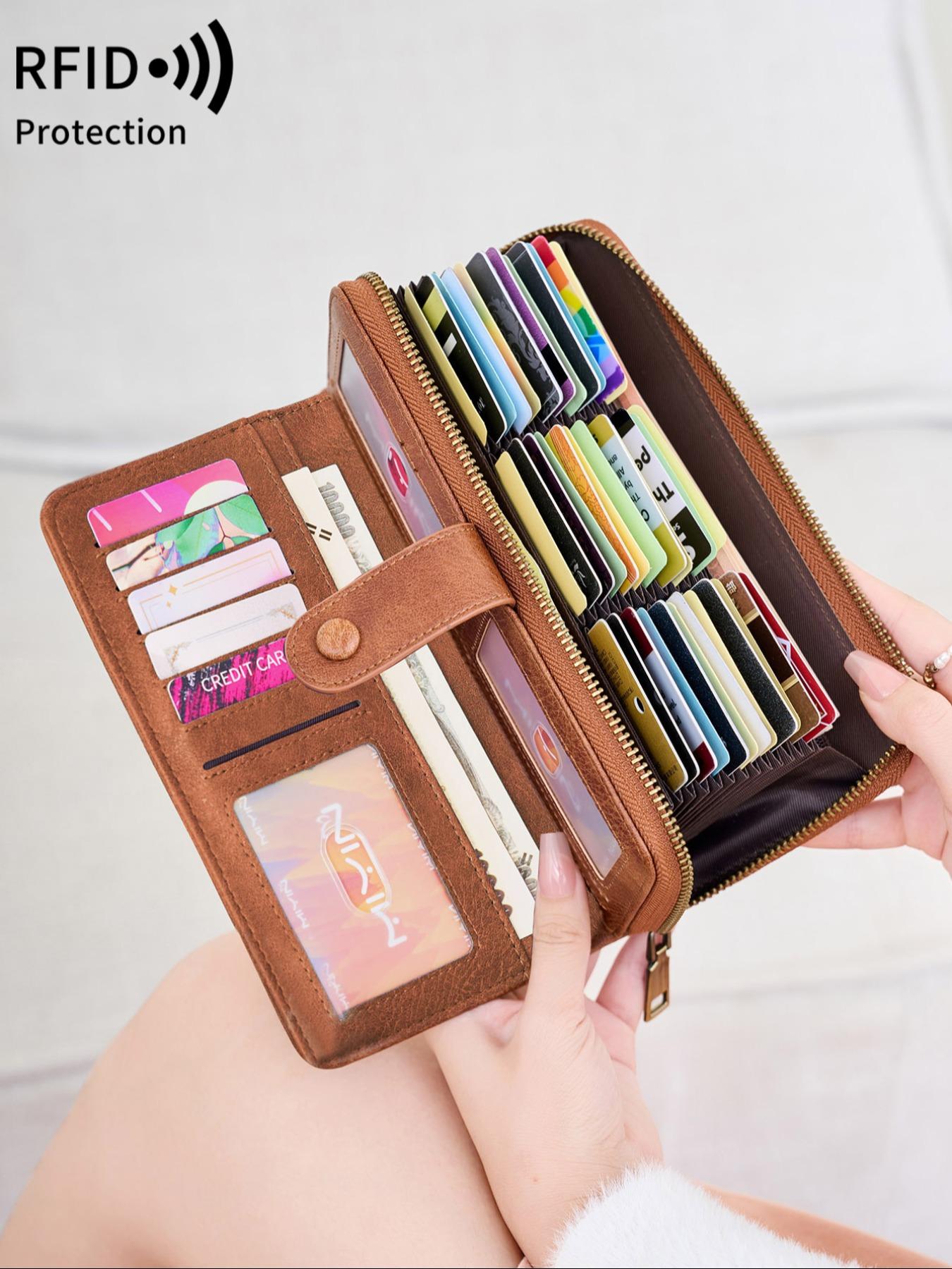 Women's Minimalist Casual Plain Color Long Wallet, 2025 New Style Fashionable Zipper Card Holder, Multi-card Slot Wallet for Women & Girls, Zipper Wallet Design