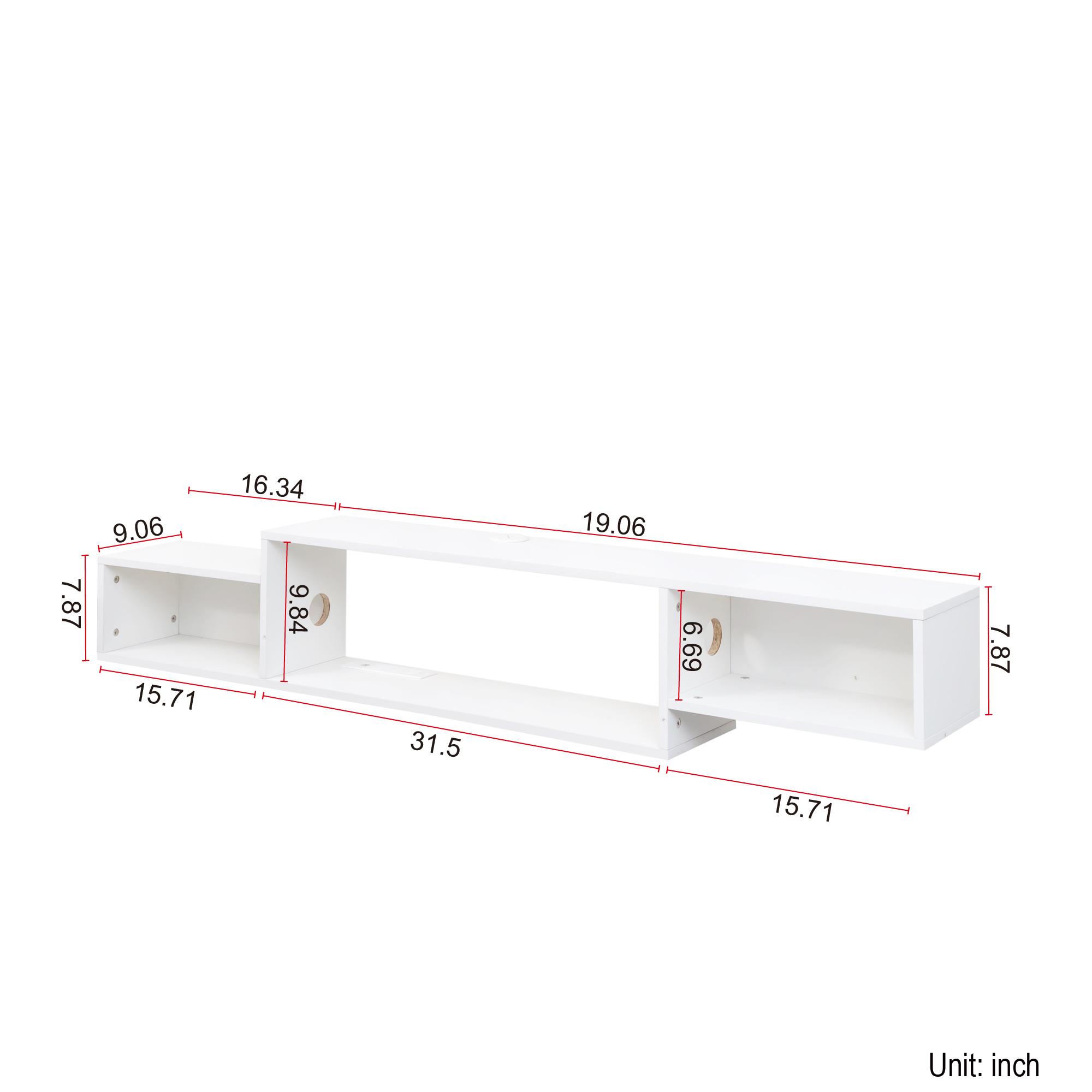 Floating TV Stand with 20-Color LED Lights, Wall Mounted Media Console Shelf with 3 Compartments for Living Room & Gaming