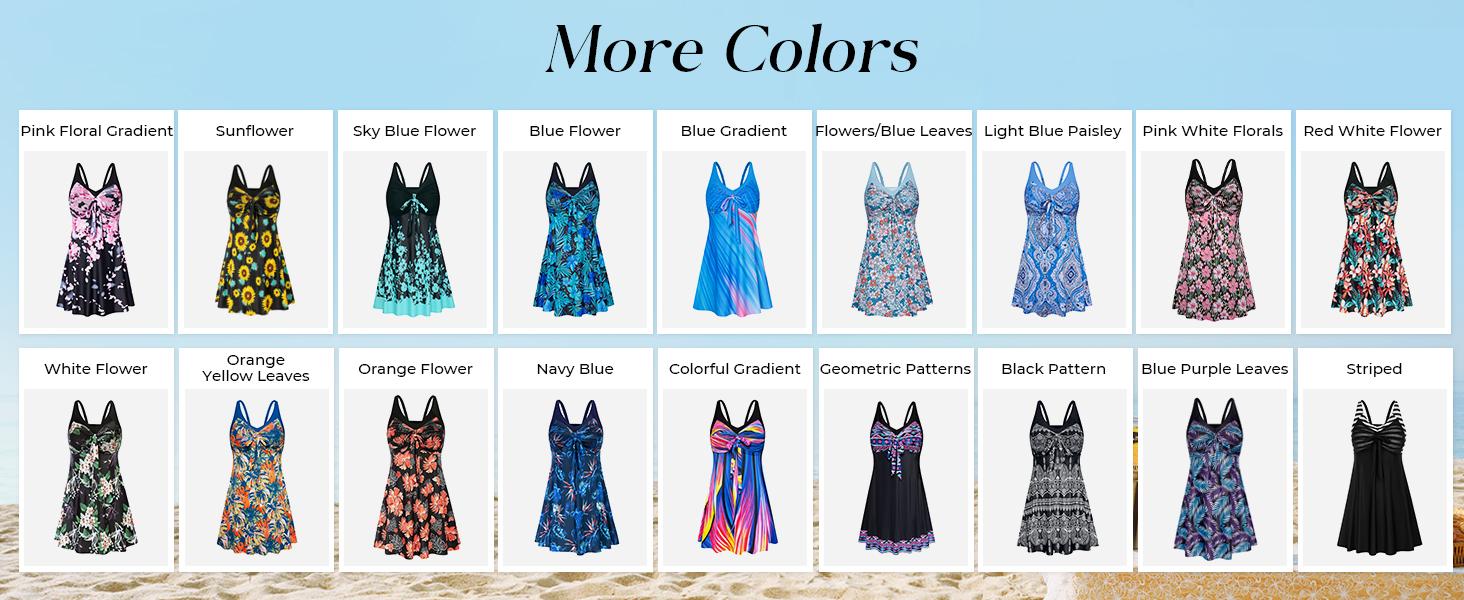 【12-28W】Hanna Nikole Women's Two Piece Swim Dress Plus Size Tummy Control Tankinis Swimdress Floral Printed Swimwear Swimsuits with Boyshort SpringStatements