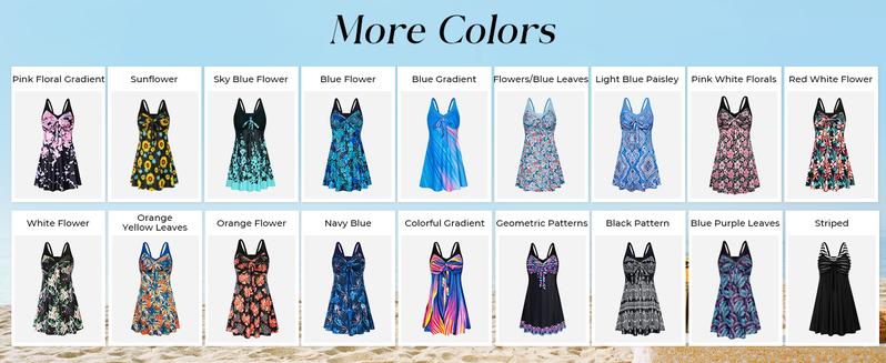 【12-28W】Hanna Nikole Women's Two Piece Swim Dress Plus Size Tummy Control Tankinis Swimdress Floral Printed Swimwear Swimsuits with Boyshort
