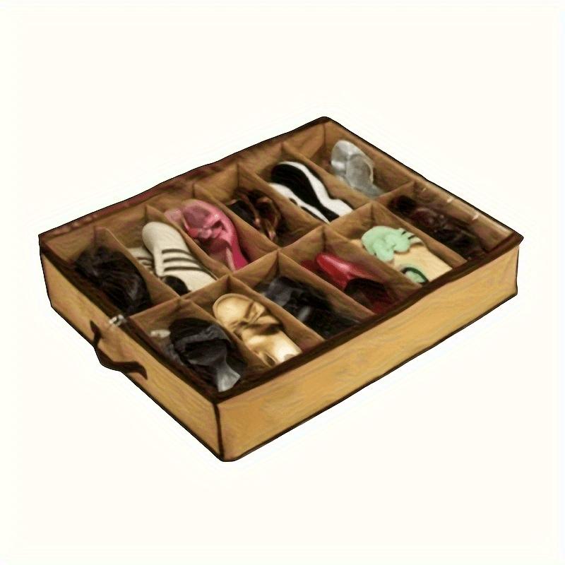 Shoe box with safety zipper - storage bag, space saving cabinet for under bed entrance/closet - suitable for sports shoes, boots, sandals,  design cover, shoe box, shoe rack, entrance storage bag, closet storage bag,  storage bag, reinforce