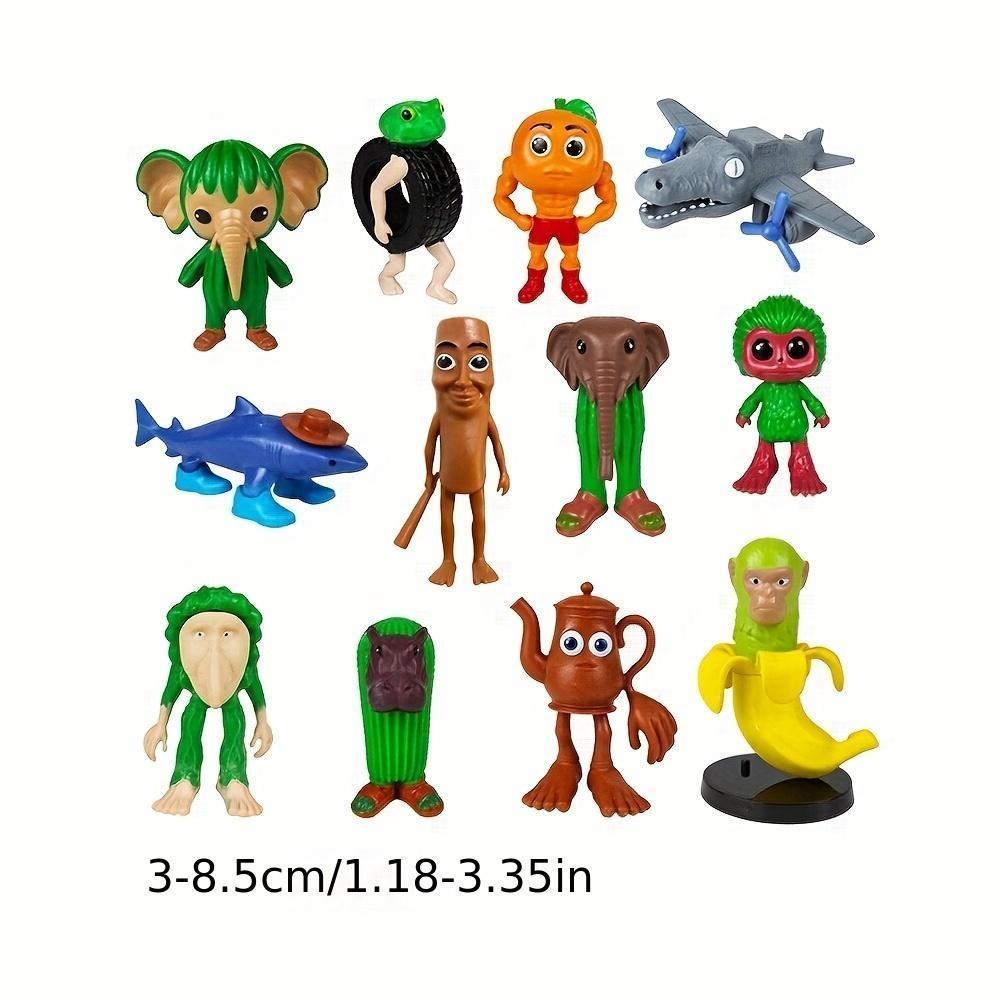 12 Piece Tung Tung Tung Sahur Character Statue Set for Home Collection, Office Decoration, Fun Art Style Holiday Gifts, Party and Birthday Model Figurines, Cute Collectible Figurines