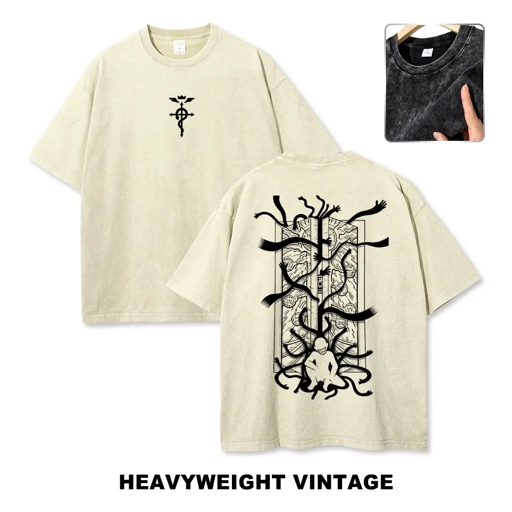 Unisex Serpent and Staff, Gate of Truth, Alchemist Graphic Washed T-Shirt Personalized Pattern Y2k Clothing Round Neck Washed T-Shirt,Women's Clothing 100% Cotton, Menswear, Top, Vintage Style,Summer Casual Oversized