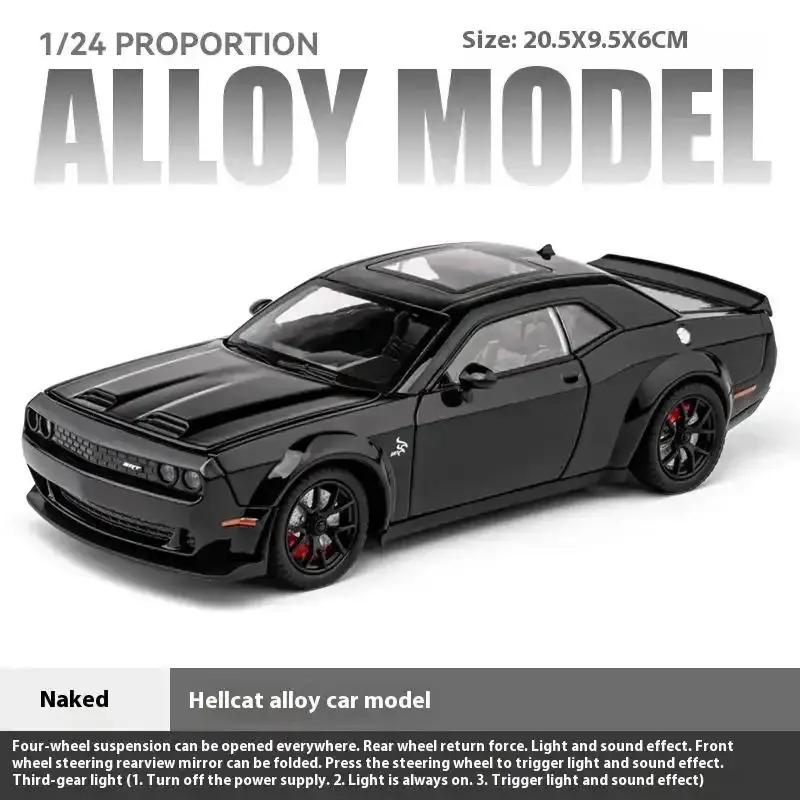 1: 24 Dodge Challenger SRT Hellcat Redeye Muscle Alloy Die Casting Car Model Computer Desktop DIY High Simulation Collection