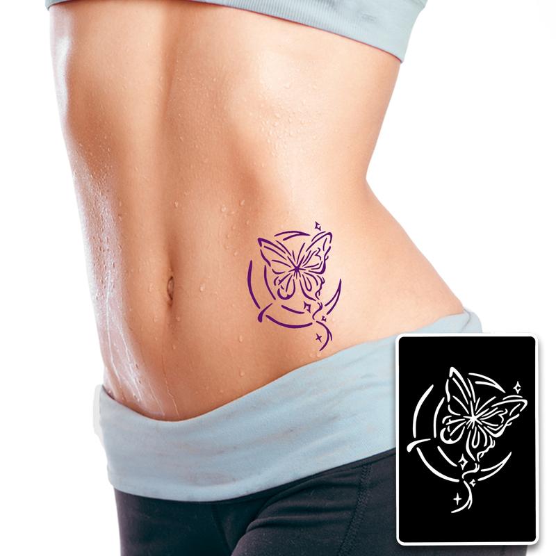 Temporary Tattoo Stencil Set with Butterfly Flower Letter Patterns, Includes 10 Bottles of Temporary Tattoo Juice, Multi-Pack, Temporary Tattoo Kit Temporary Tattoo Stencil Set with Butterfly Flower Letter Patterns, Includes 10 Bottles of Temporary Tattoo Juice, Multi-Pack, Temporary Tattoo Kit