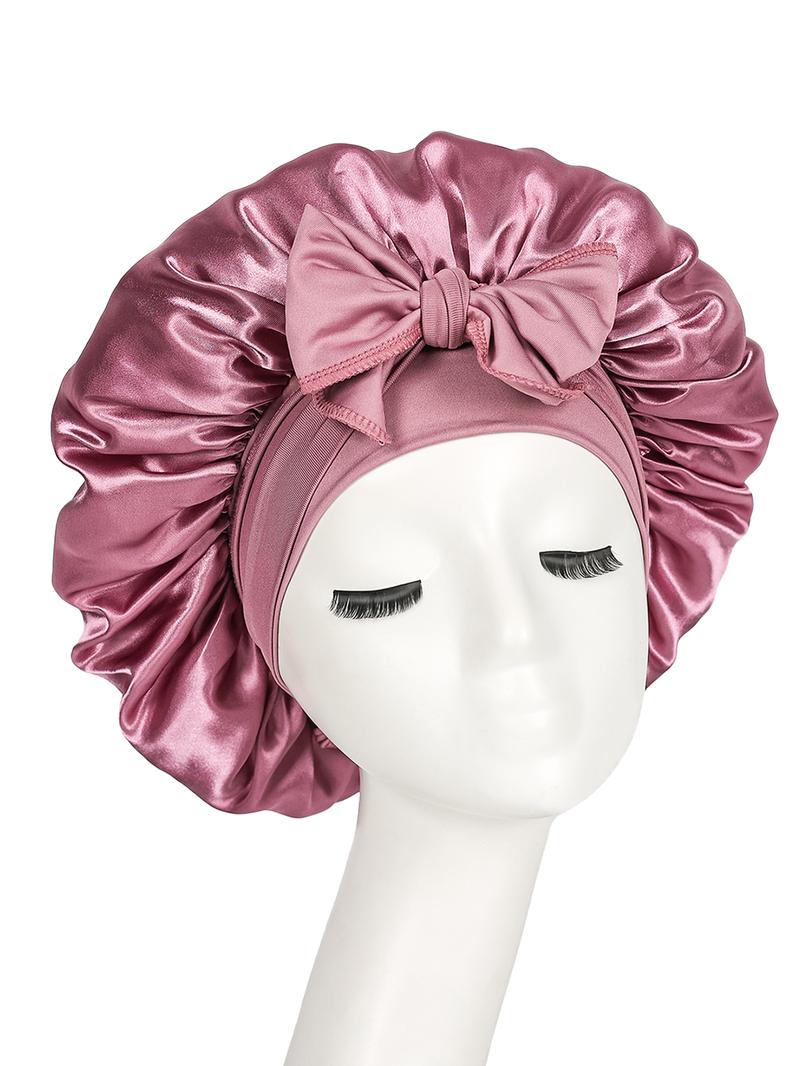 Luxury Women's Bonnet Satin Bow Tie Design Sleep Cap, Soft Skin-Friendly Anti-Static Night Hair Care Hat, Multiple Colors Available, Elastic Hair Bonnet