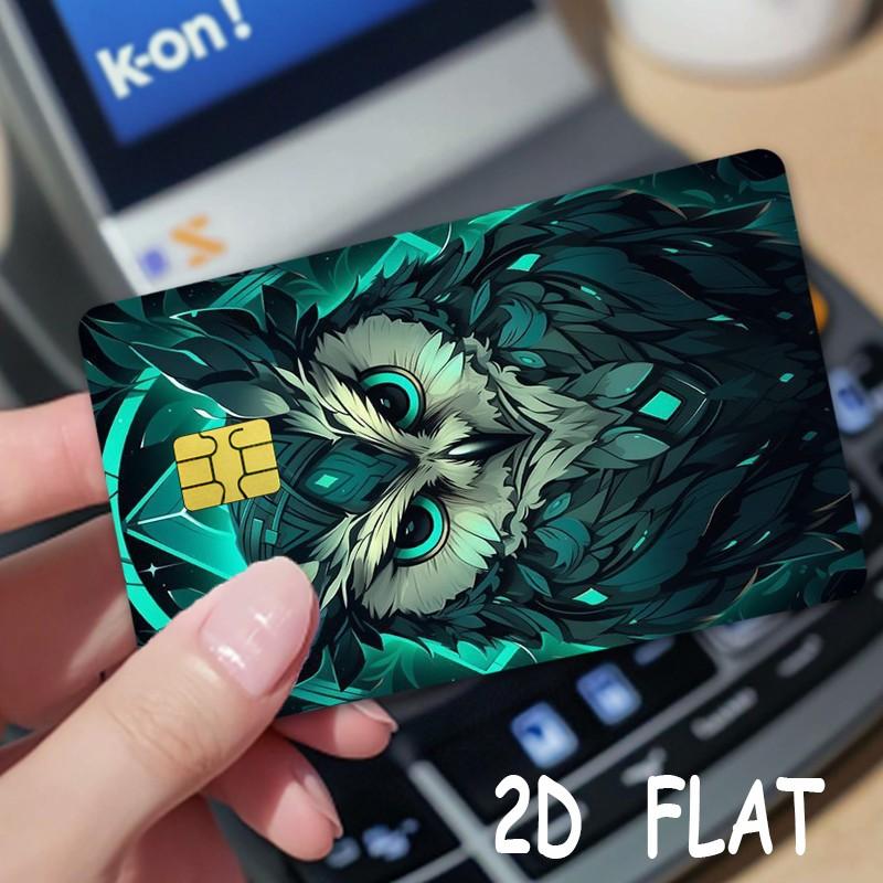 Credit Card Stickers, 2 Pcs/set, Ultra-Thin Waterproof Scratch-Resistant, Customizable Bank Card Stickers, Cartoon Owl Design