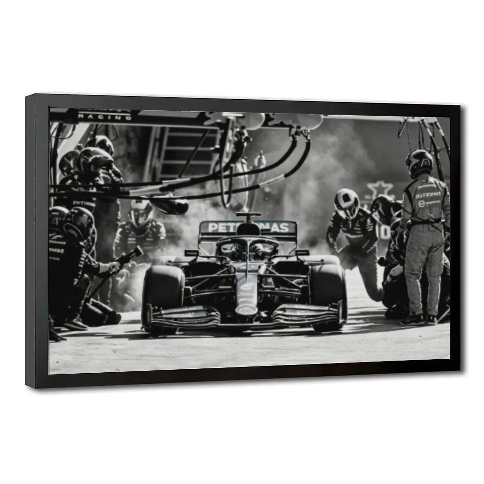 Mercedes F1 Pit Stop Poster, Black White Formula 1 Racing Car Pit Crew Photography Print, Vintage Motorsport Wall Art, Cool Racing Aesthetic Wall Decor, Man Cave Decor, Racing Fans Home Wall Decor