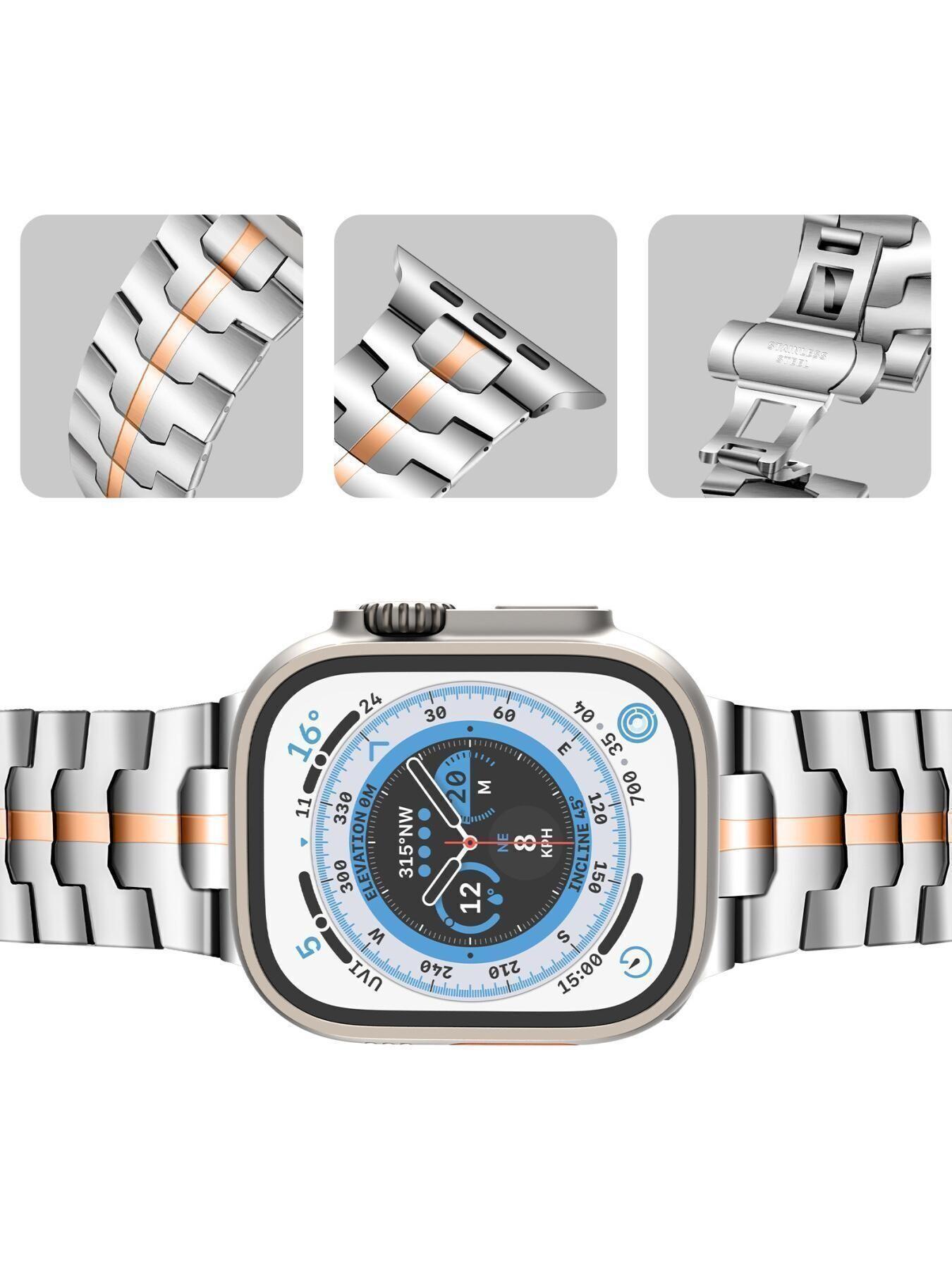 Iron Man Stainless Steel Butterfly Buckle Watch Strap for Apple Watch Series 1-11 and Ultra 2