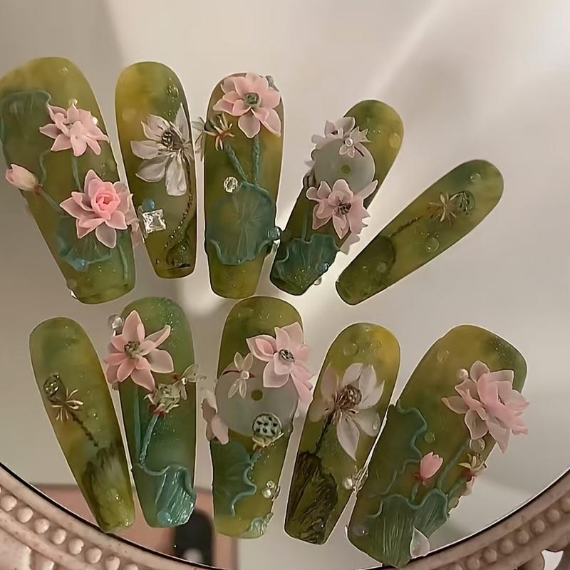 Silicone Nail Art Mold, Summer Lotus Leaf Design, 3D Floral Embossing Template, DIY Transparent Molding Tool, Unique Nail Decoration Kit, Flower Nails, Nail Art Tools