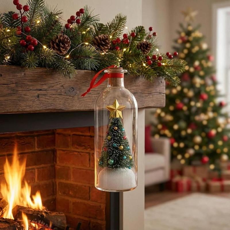 2027 Christmas Message in A Bottle Tree Recordable Snow Globe Forever Voice Ornament Playback Cork Glass Sentimental Gift Personalized Winter Vial Greeting Festival Party New Year Card Idea Handmade Christmas Decor