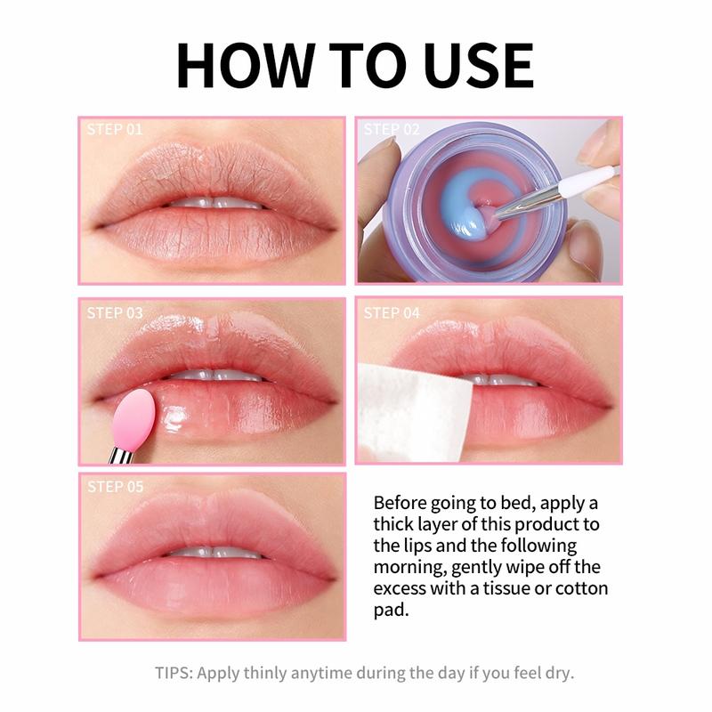 Hydrating Sleep Lip Mask, Lip Sleeping Mask, Dual-Tone Lip Mask with Shea Butter & Fruit Extracts, Deeply Moisturizes & Nourishes Lips, Contains Vitamin E for Lip Care, 4 Fruit Scents, Ideal for Night-time Lip Care, for Daily Use