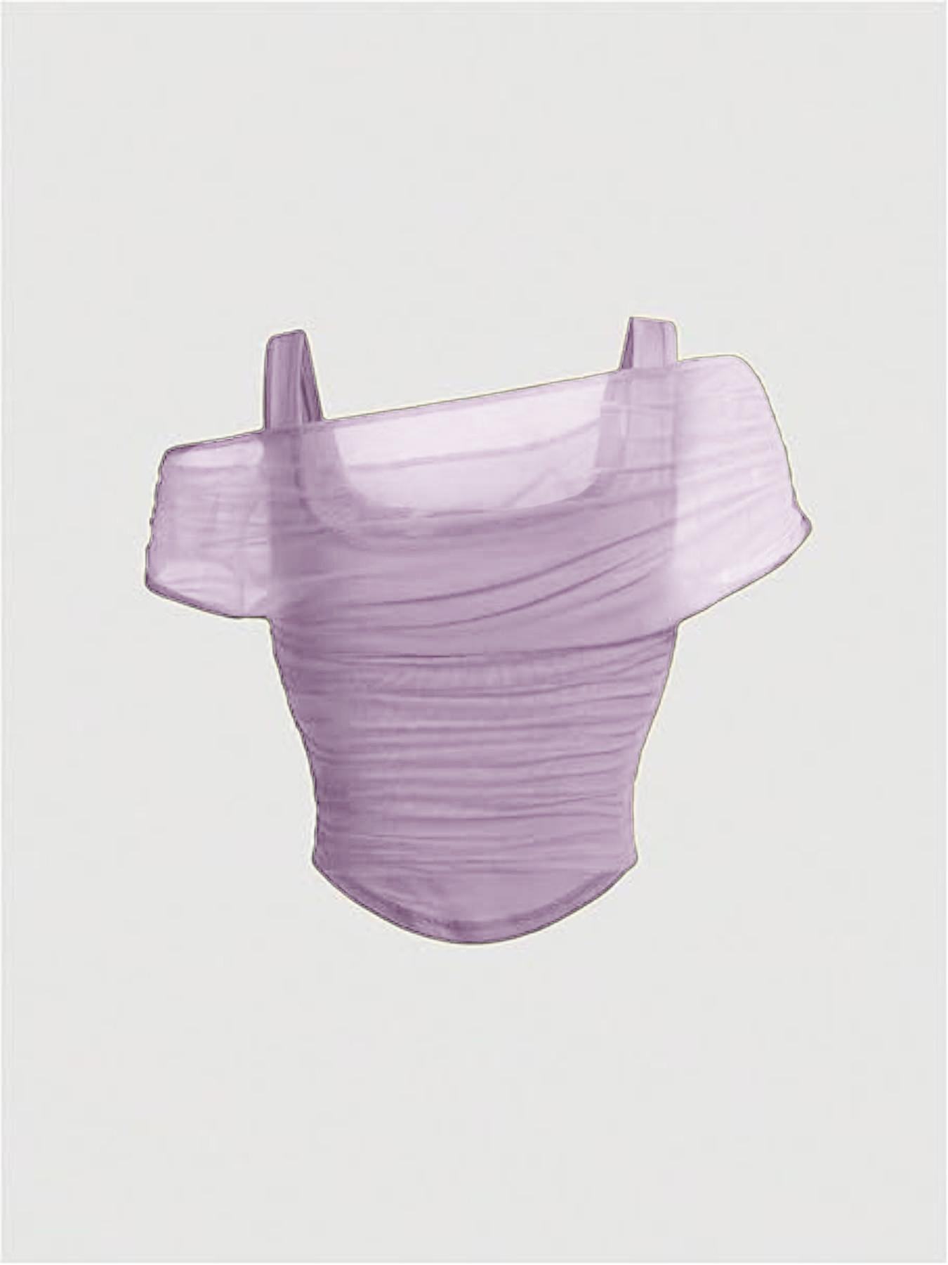 Women's Asymmetric Neckline Ruched Crop Top - Trendy Mesh Blouse for Club, Date Night & Vacation