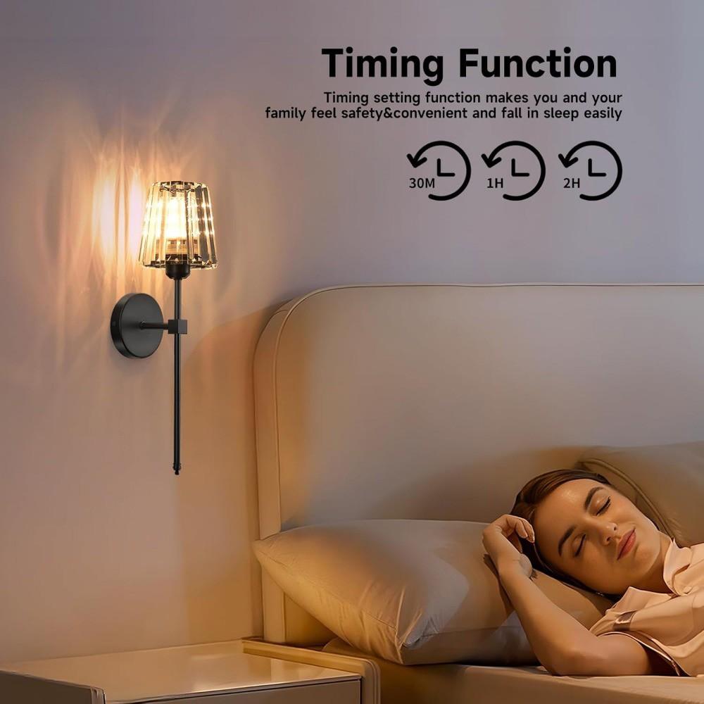 2-Pack Rechargeable Wall Lamps, Crystal Shade, RGB Bulb, Remote Control, Adjustable Light, Ideal for Bedroom, Living Room, Kitchen, Hallway, Entryway