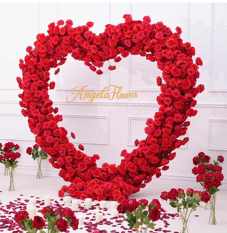 A8869 Luxury Red Rose Floral Arrangement Cloth Base Heart-Shaped Arch Props A8869 Luxury Red Rose Floral Arrangement Cloth Base Heart-Shaped Arch Props