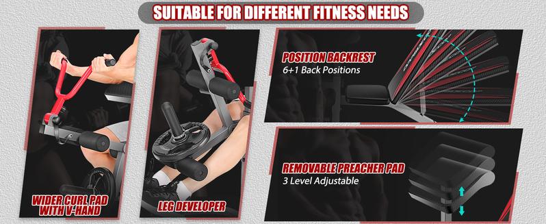 【TikTokShopBlackFriday】OPPSDECOR 900LBS Weight Bench Set with Squat Rack with Leg Extension Bench Press Set Workout for Home Gym dumbbell set foldable weight