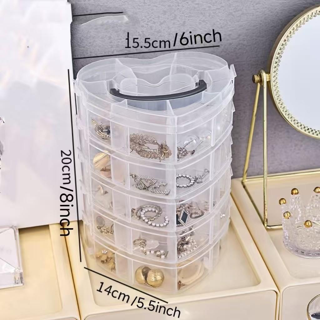 Large Capacity Earring Storage Box, Jewelry Organizer with Compartments, Sparkly Rhinestone and Bead Holder, Essential Jewelry Case