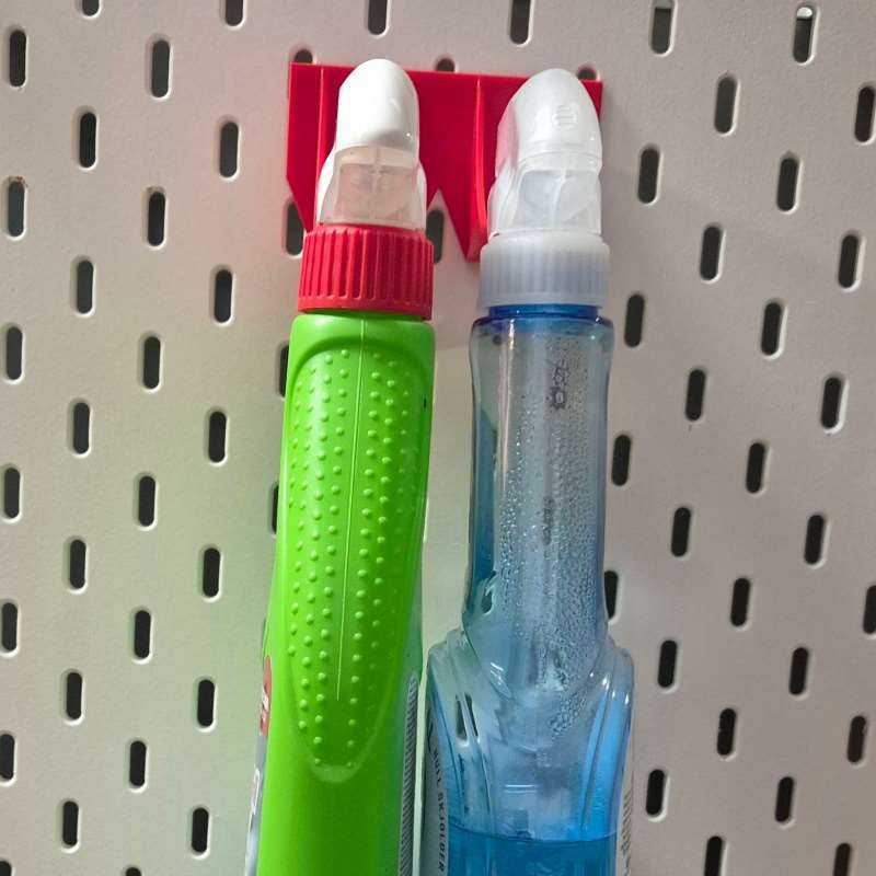 Spray Bottle Holder Fit Skadis Pegboard Wall Mount Cleaning Liquid Bottle Hanging Storage Rack Organizer