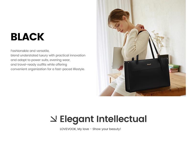LOVEVOOK Fall Laptop Tote Bag for Women, 15.6 Inch Stylish Vegan Leather Work Tote Bag Purse, Large Capacity And Waterproof Computer Briefcase for Business Office Travel