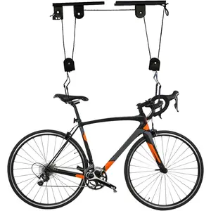 2 Pack Ceiling Mount Bike Hoist 4.7 x 2.5 x 1.5'' Bike Hangers Pulley System 132 Lbs Heavy Duty Bike Hoist for Garage Ceiling Bike Hangers Garage Storage Lift for Lift Most Bicycles