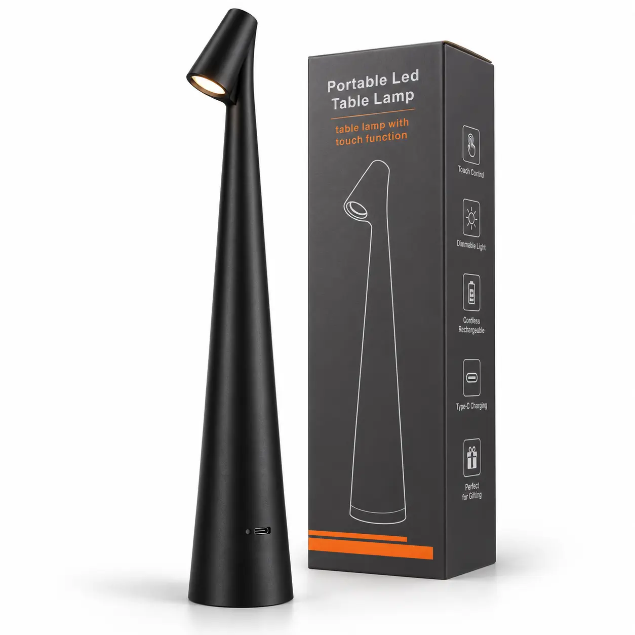 Cordless Desk Lamp, Rechargeable Touch Table Light with 3 Brightness Levels, Portable Bedside Lamp, Adjustable Modern Cordless Table Lamps For Office Home