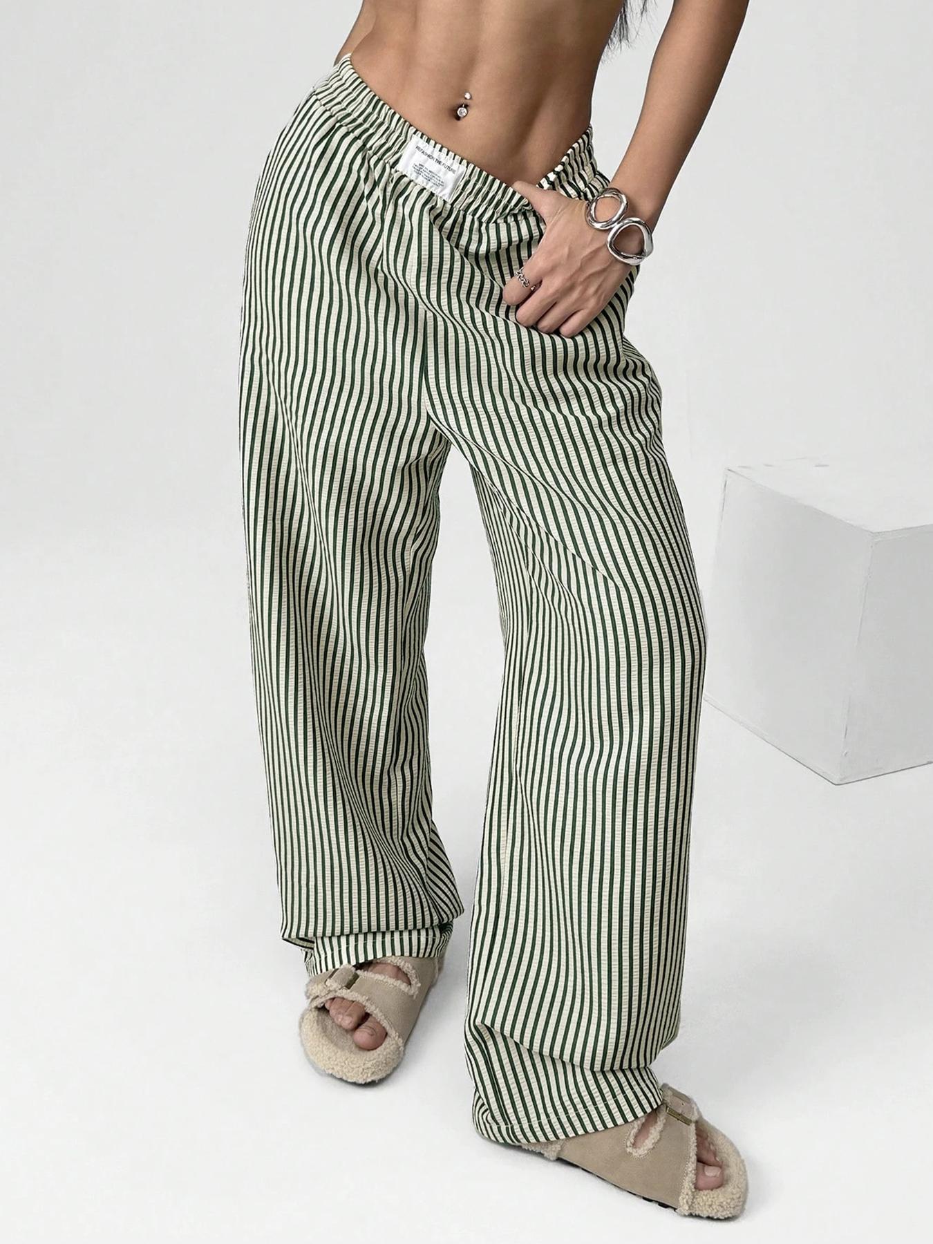 Women's Striped Textured Wide Leg Pants, Casual Lounge Pants for All Seasons, Stylish and Comfortable Long Trousers, Perfect for Casual and Formal Wear