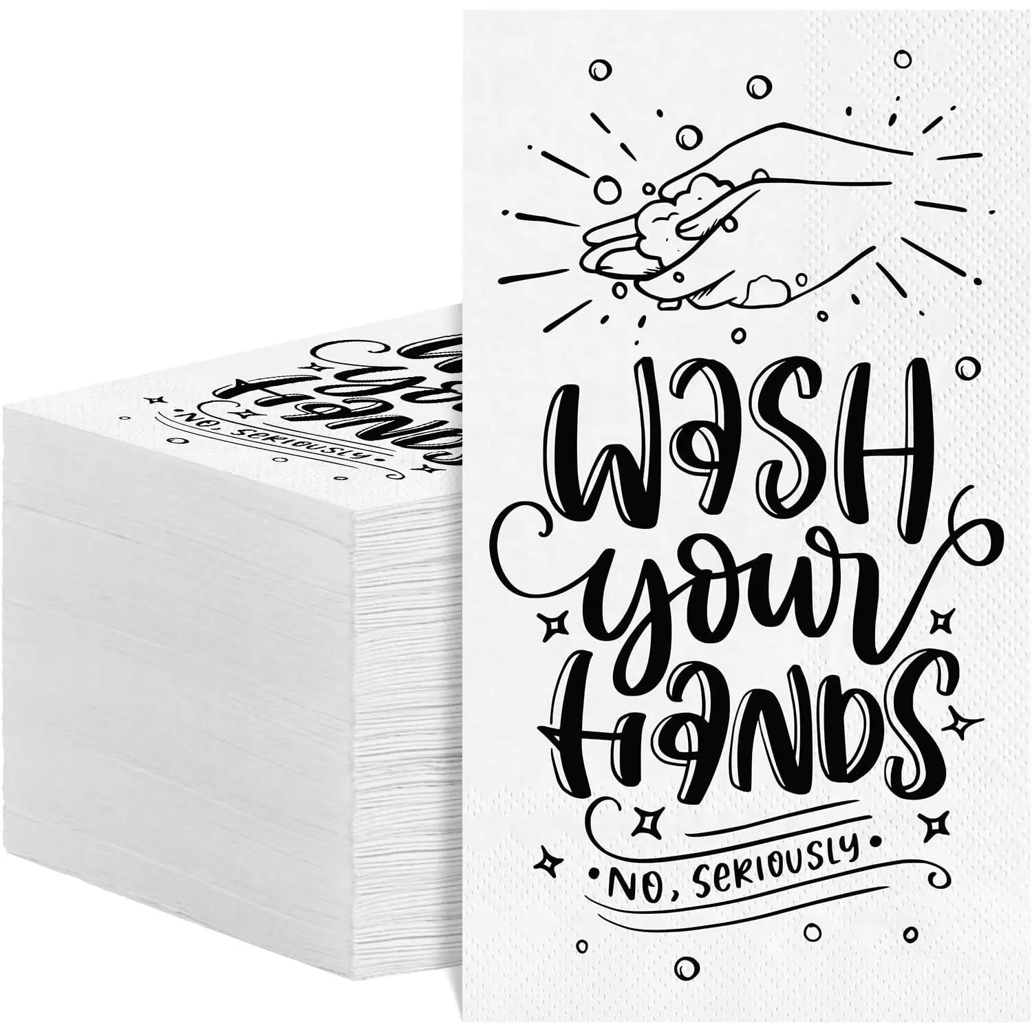 60 Pk Disposable Hand Towels Bathroom, 3 Ply Wash Your Hands Napkin| Soft and Absorption, 4.3 x 7.9 In, Black And White, for Bathroom, Powder Room, Parties And Guests